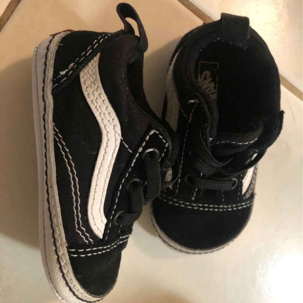 Vans old school crib shoes.
